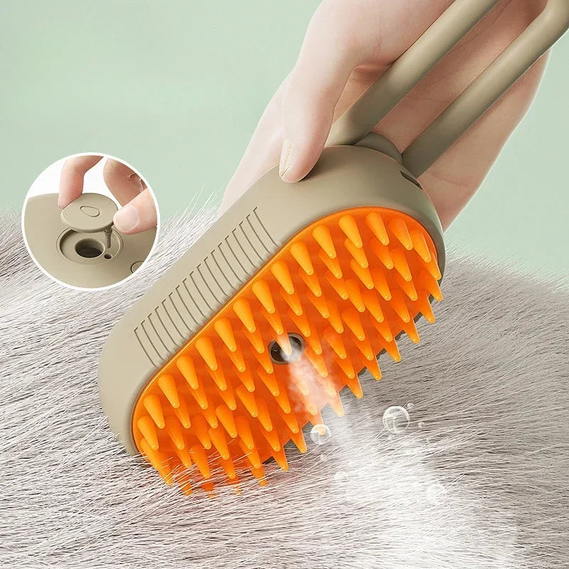 Brosse de Énergie à Vapeur 3 en 1 pour Chat et Chien, Peigne Pliable et Rotatif à un Bouton, Idéal pour le Bain et l'Épilation des Poils MyPetOnlyPlus