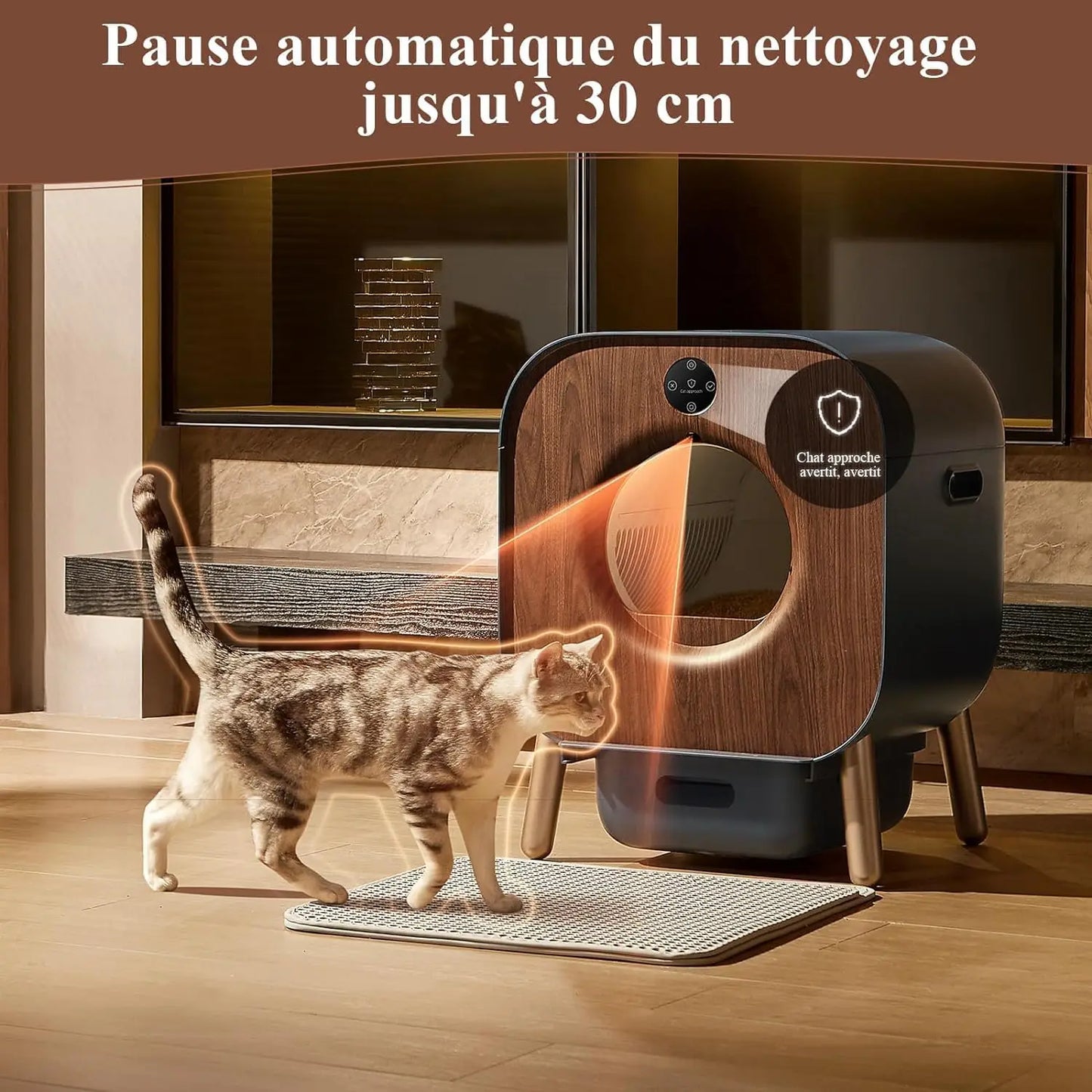 Bac à litière automatique ultra-intelligent – Autonettoyant avec contrôle par application – Extra large, idéal pour plusieurs chats, certification TWATV