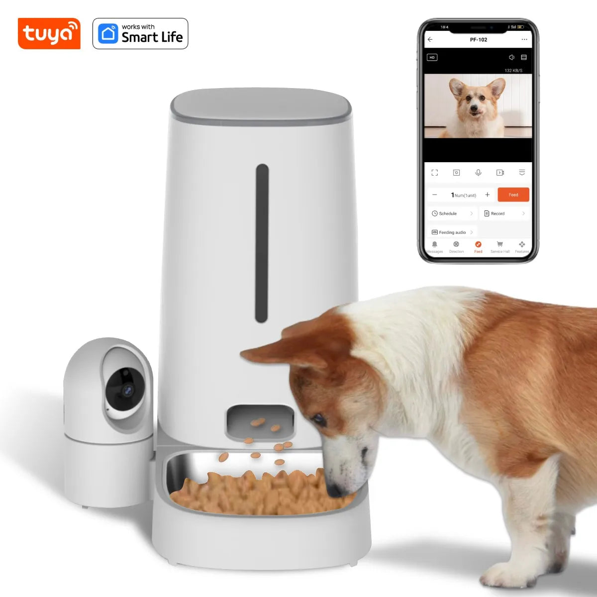 Distributeur automatique de nourriture 4L pour chats et chiens – Contrôle WiFi, bols en acier inoxydable, alarme de niveau bas