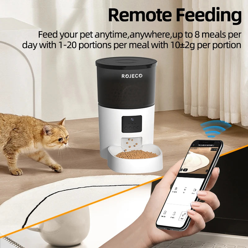 Distributeur automatique de nourriture 3L avec caméra – WiFi rechargeable, programmation et alimentation à distance – Idéal pour chats et chiens