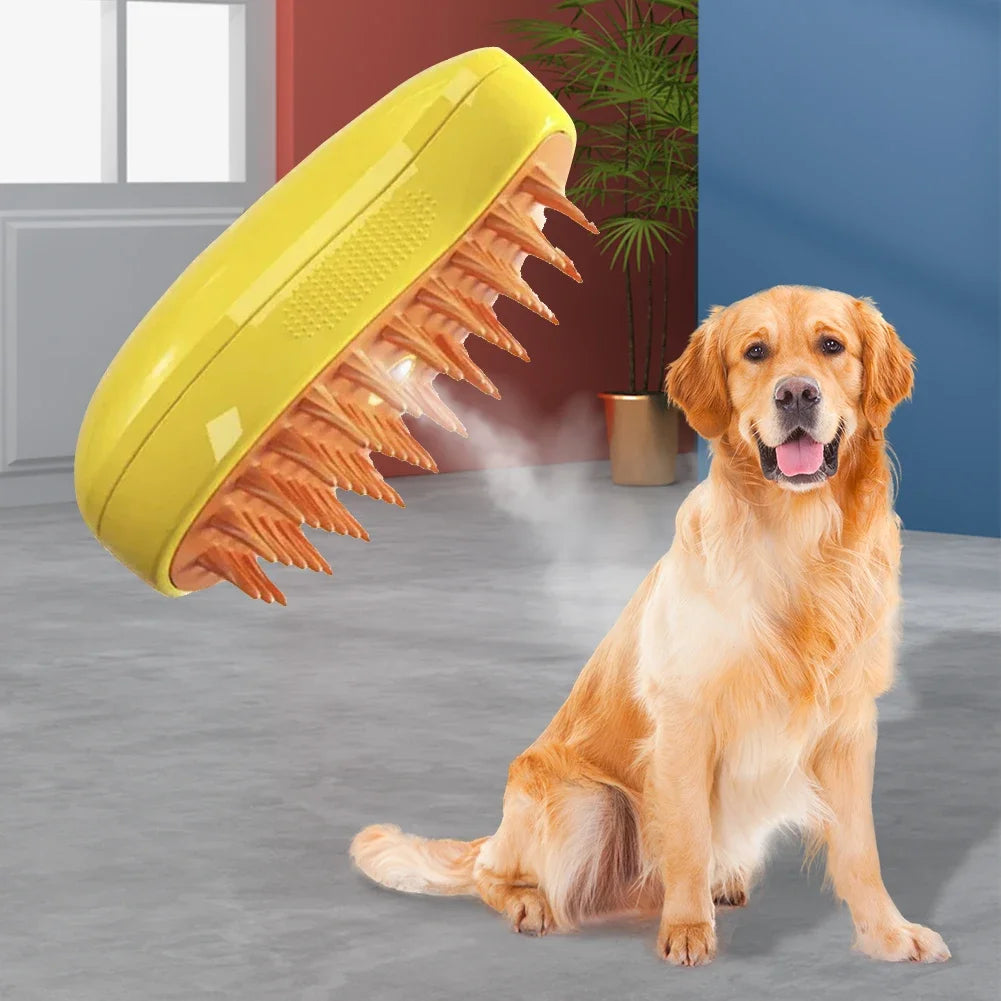 Brosse de Énergie à Vapeur 3 en 1 pour Chat et Chien, Peigne Pliable et Rotatif à un Bouton, Idéal pour le Bain et l'Épilation des Poils MyPetOnlyPlus