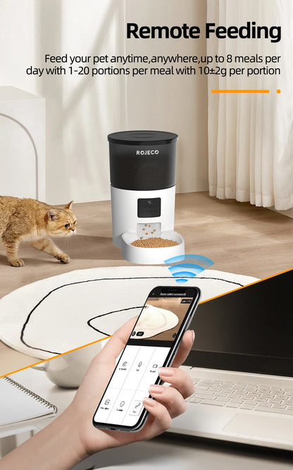 Distributeur automatique de nourriture 3L avec caméra – WiFi rechargeable, programmation et alimentation à distance – Idéal pour chats et chiens