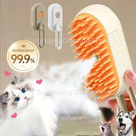 Brosse de Énergie à Vapeur 3 en 1 pour Chat et Chien, Peigne Pliable et Rotatif à un Bouton, Idéal pour le Bain et l'Épilation des Poils MyPetOnlyPlus