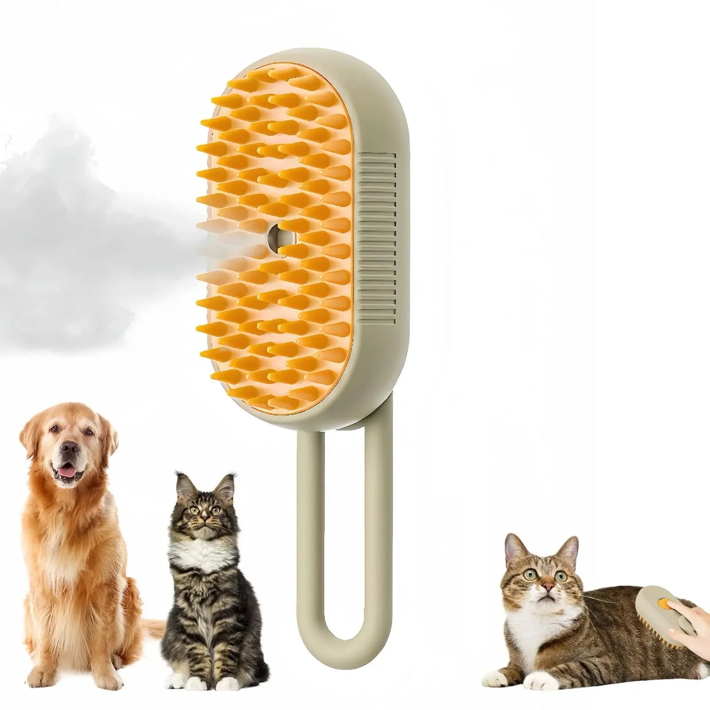 Brosse de Énergie à Vapeur 3 en 1 pour Chat et Chien, Peigne Pliable et Rotatif à un Bouton, Idéal pour le Bain et l'Épilation des Poils MyPetOnlyPlus