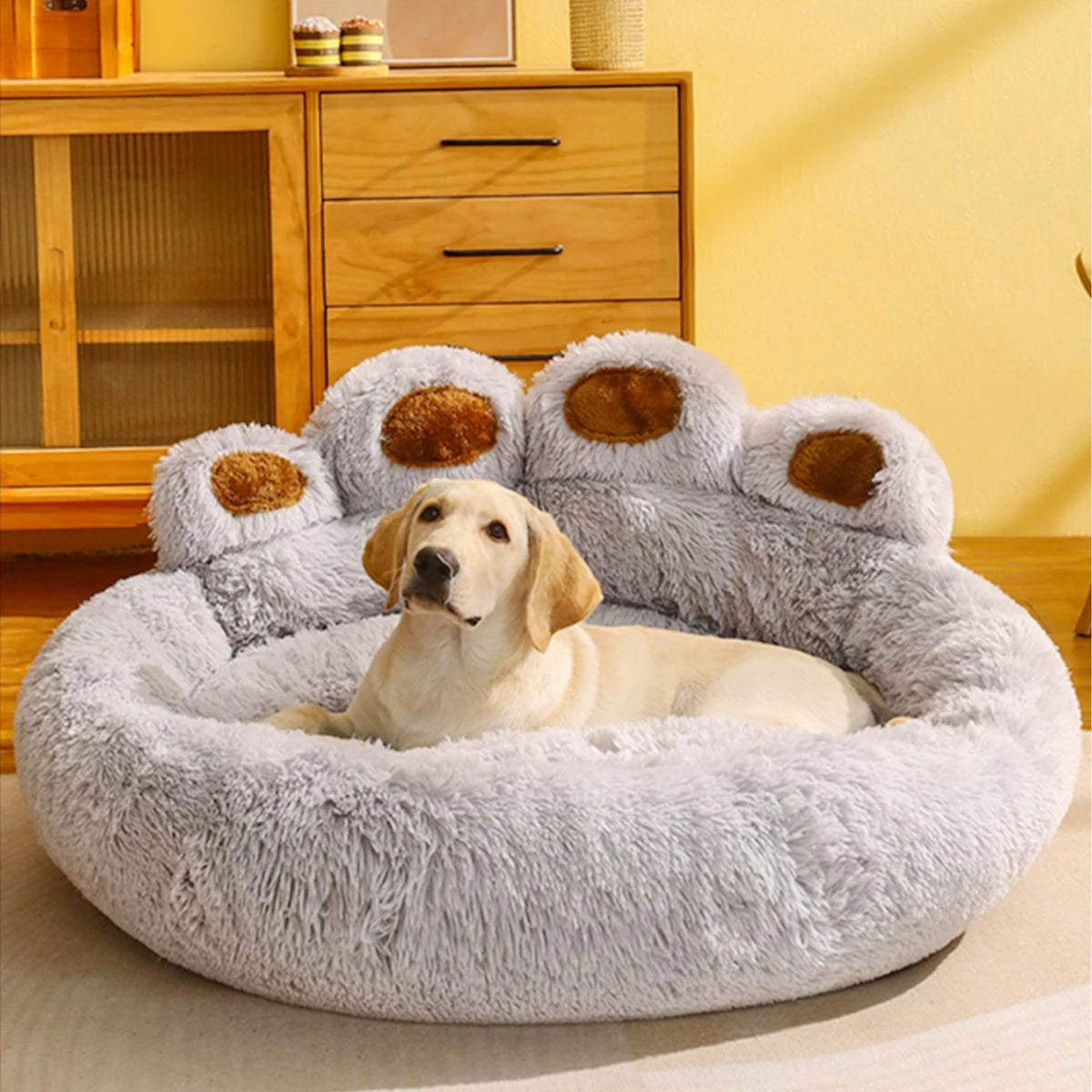 Lit moelleux en peluche pour chien et chat – Panier confortable et lavable – Grand coussin douillet pour un sommeil apaisé